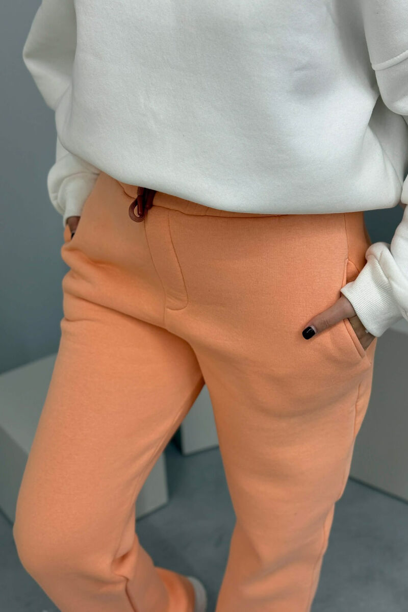 ONE COLOR SIMPLE FLUFFY WOMEN SWEATPANTS SALMON/SALMON - 3