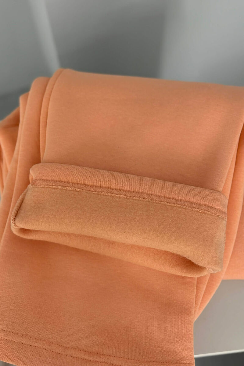 ONE COLOR SIMPLE FLUFFY WOMEN SWEATPANTS SALMON/SALMON - 4