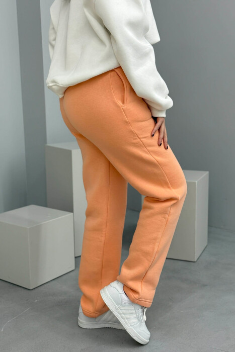 ONE COLOR SIMPLE FLUFFY WOMEN SWEATPANTS SALMON/SALMON - 6