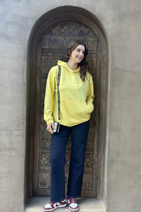 ONE COLOR SIMPLE FRONT LOGO WOMEN HOODIE YELLOW/E VERDHE - 1