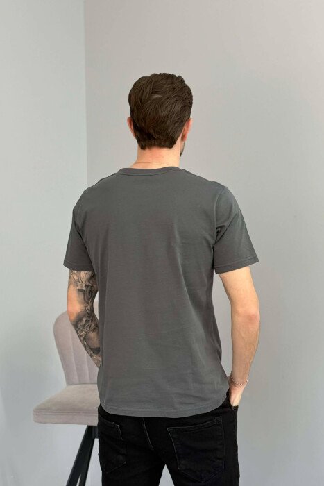 ONE COLOR SIMPLE FRONT WRITTINGS MEN T-SHIRT GREY/GRI - 4
