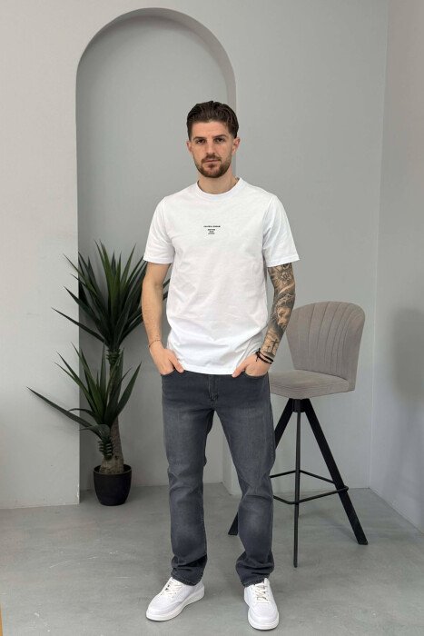 ONE COLOR SIMPLE FRONT WRITTINGS MEN T-SHIRT WHITE-E BARDHE - 3