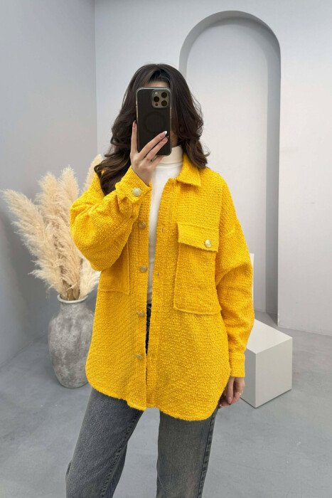 ONE COLOR SIMPLE GOLD BUTTONS WOMEN SHIRT YELLOW/E VERDHE - 1