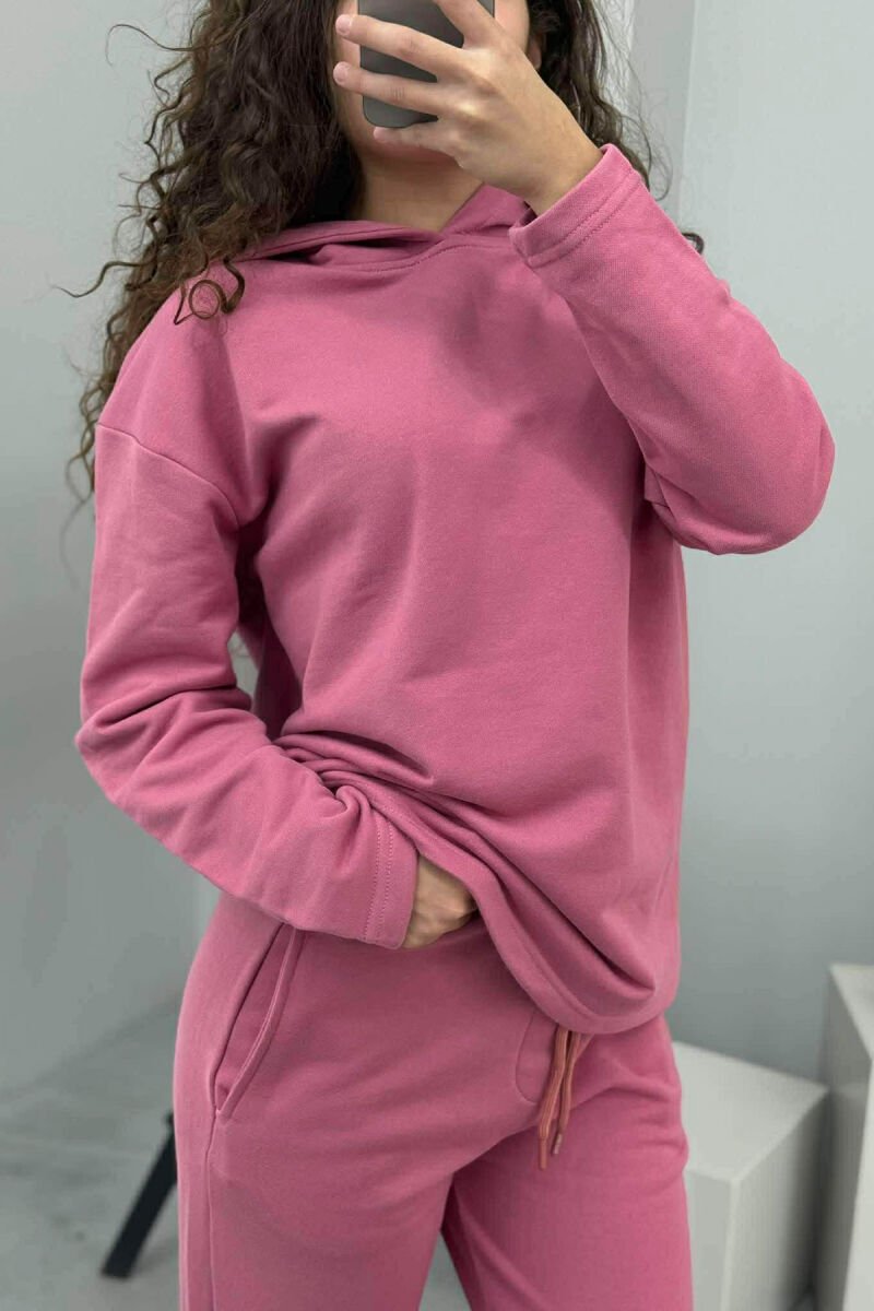 ONE COLOR SIMPLE HOODIE+SWEATPANTS WOMEN SET LIGHT PURPLE/LEZB - 4