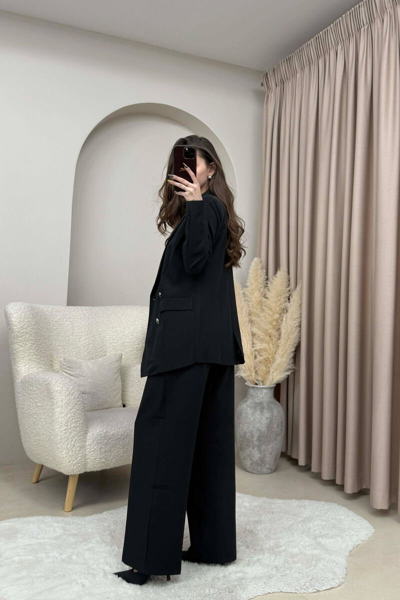 ONE COLOR SIMPLE JACKET+ TROUSERS WOMEN SET BLACK/ E ZEZE - 4