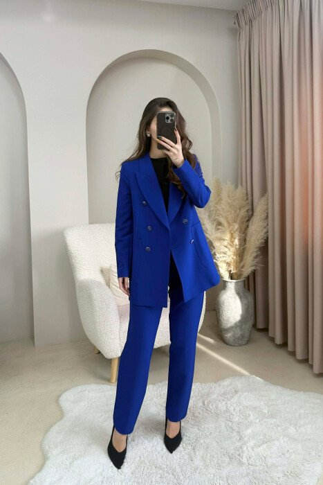 SET NJE NGJYRESH XHAKETE +PANTALLONA PER FEMRA NE NGJYRE BLU - KLAUDIO FASHION