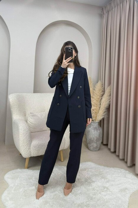 SET NJE NGJYRESH XHAKETE +PANTALLONA PER FEMRA NE NGJYRE BLU TE ERRET - KLAUDIO FASHION