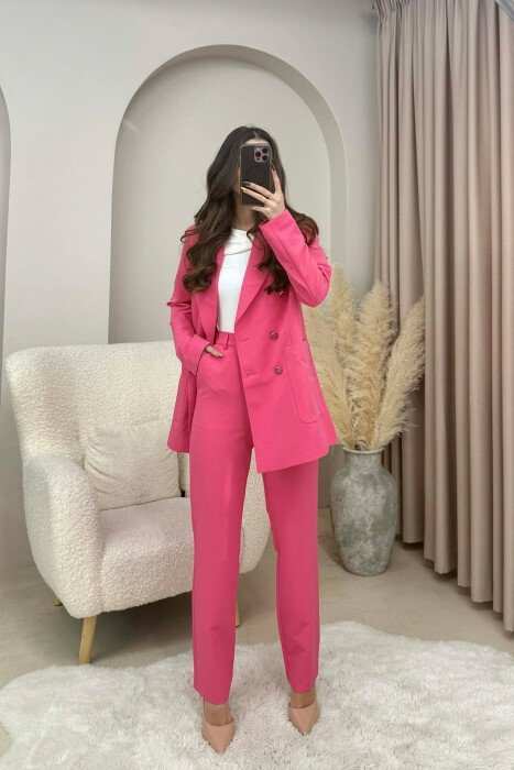 SET NJE NGJYRESH XHAKETE +PANTALLONA PER FEMRA NE NGJYRE ROZE - KLAUDIO FASHION