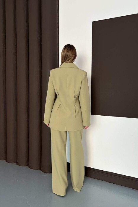 ONE COLOR SIMPLE JACKET+ WIDE LEG TROUSERS WOMAN SET MINT/MENTE - 4