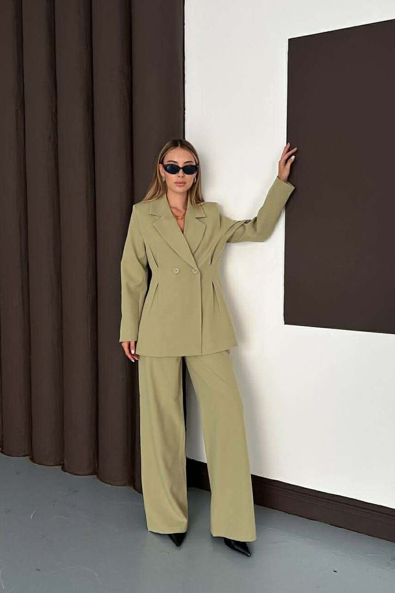 ONE COLOR SIMPLE JACKET+ WIDE LEG TROUSERS WOMAN SET MINT/MENTE - 6