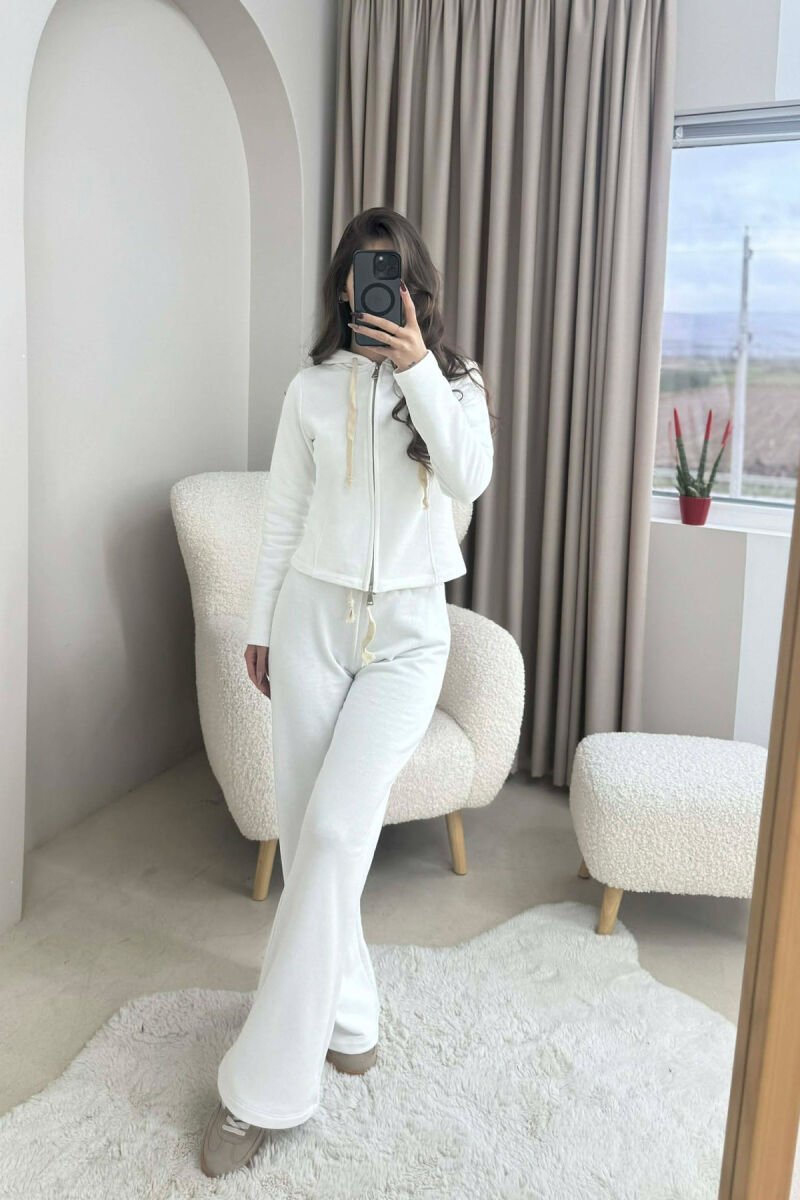 ONE COLOR SIMPLE JACKET+SWEATPANTS WOMEN SET WHITE-E BARDHE - 8