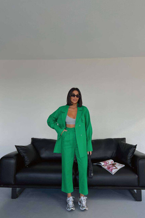 ONE COLOR SIMPLE JACKET+TROUSERS WOMEN SET GREEN/JESHILE - 9