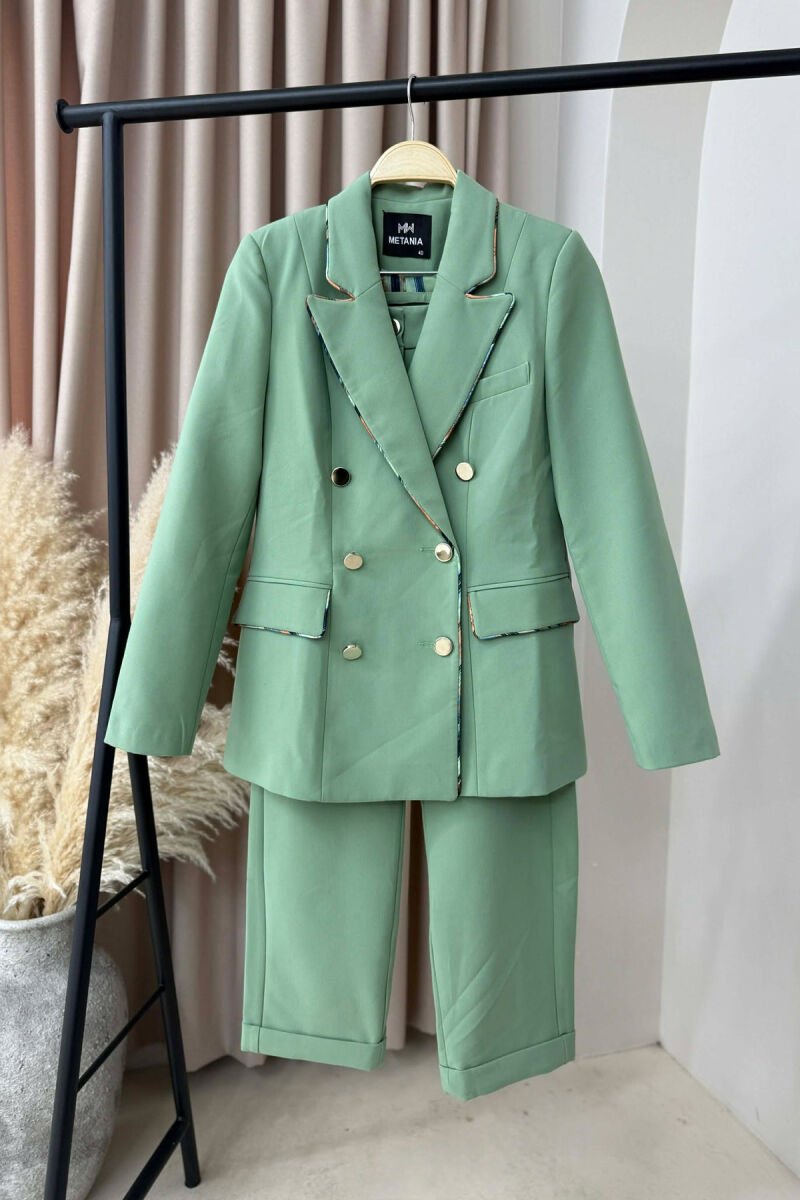 ONE COLOR SIMPLE JACKET+TROUSERS WOMEN SET MINT/MENTE - 1