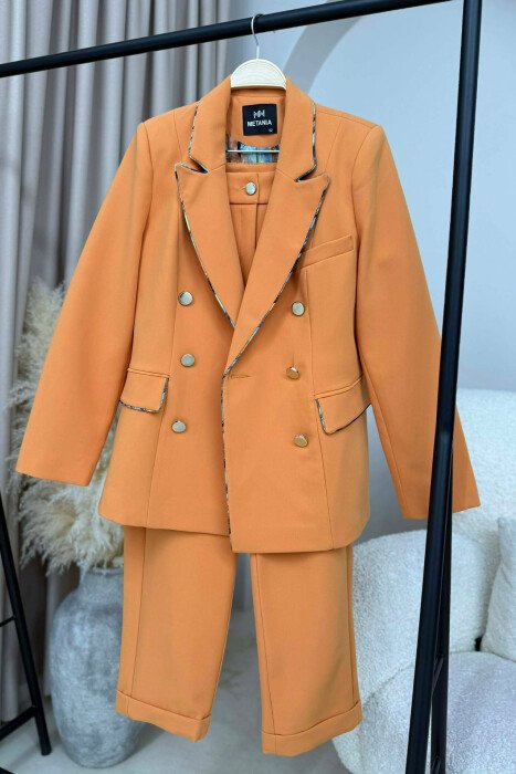 ONE COLOR SIMPLE JACKET+TROUSERS WOMEN SET ORANGE/PORTOKALLI 