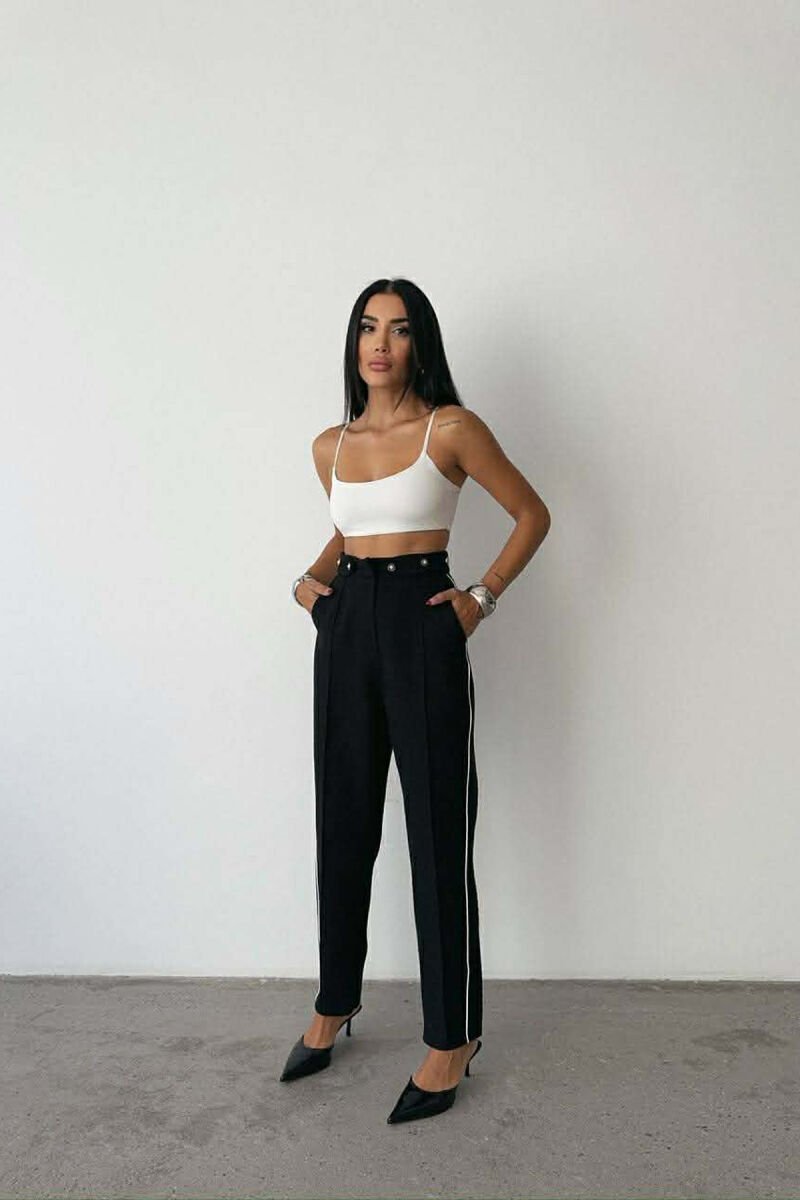 ONE COLOR SIMPLE KNITTED WOMEN TROUSERS BLACK/ E ZEZE - 1