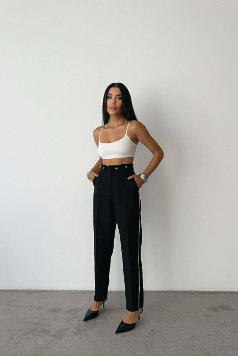 ONE COLOR SIMPLE KNITTED WOMEN TROUSERS BLACK/ E ZEZE - KLAUDIO FASHION