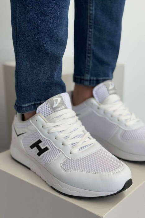 ONE COLOR SIMPLE LACING MEN SNEAKERS WHITE-E BARDHE - 4