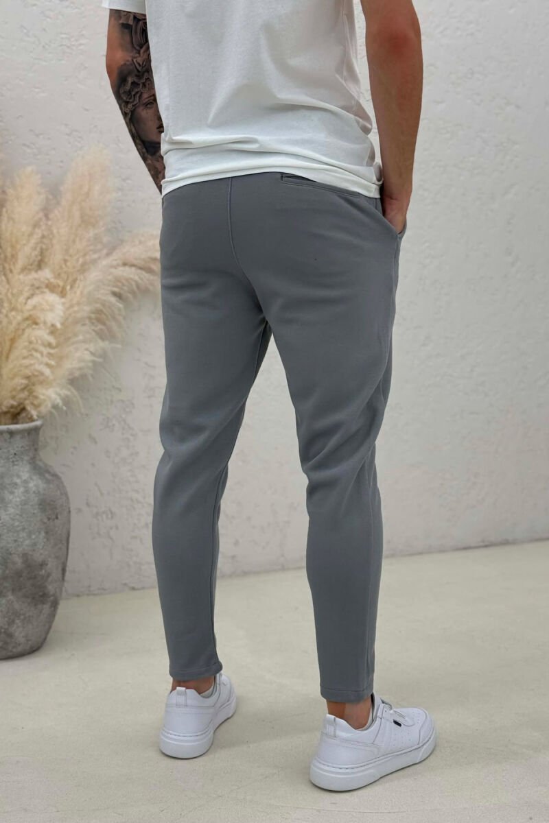 ONE COLOR SIMPLE LACING WAIST MEN PANTS GREY/GRI - 3