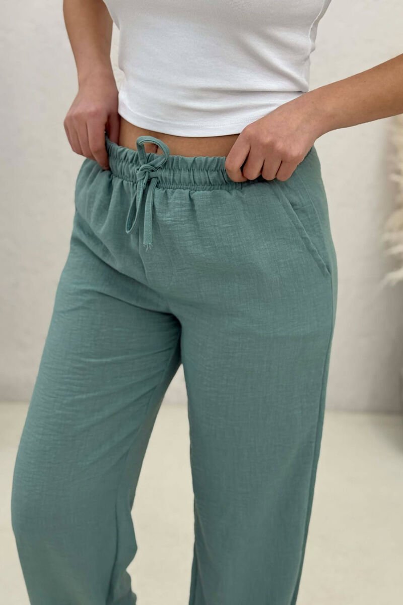 ONE COLOR SIMPLE LACING WOMAN TROUSERS MINT/MENTE - 4