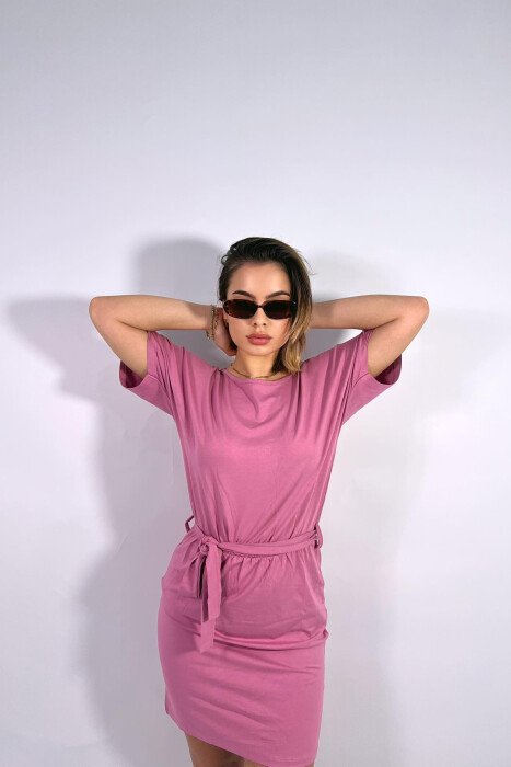 ONE COLOR SIMPLE LACING WOMEN DRESS VINEGAR/UTHULL - 2