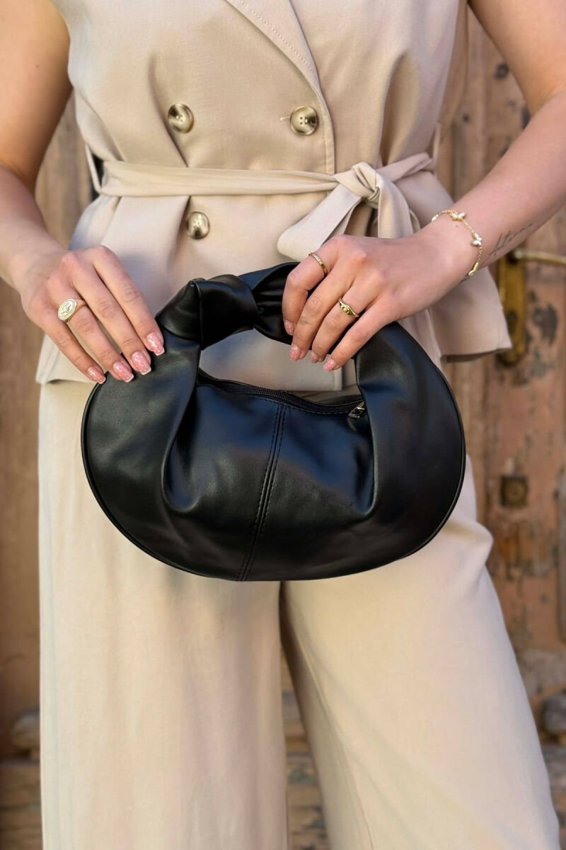 ONE COLOR SIMPLE LATHER WOMAN BAG BLACK/ E ZEZE - 2