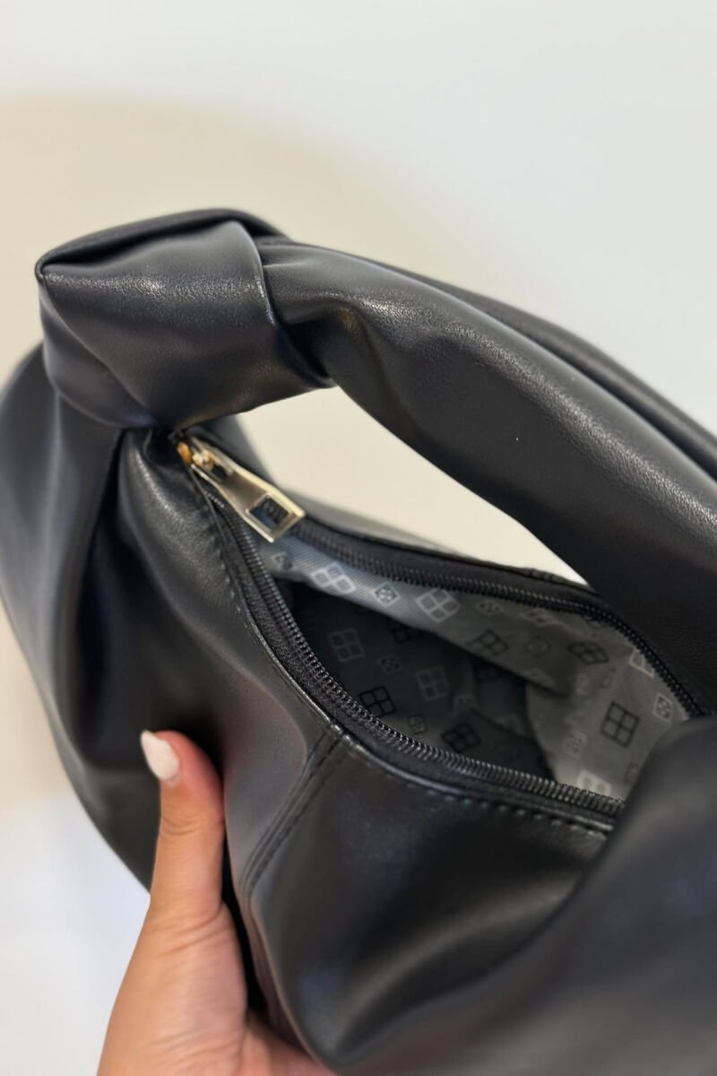 ONE COLOR SIMPLE LATHER WOMAN BAG BLACK/ E ZEZE - 5