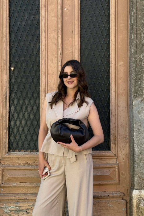 ONE COLOR SIMPLE LATHER WOMAN BAG DARK BROWN/KAE - 1