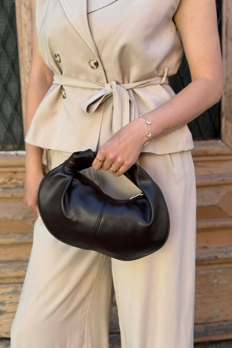 ONE COLOR SIMPLE LATHER WOMAN BAG DARK BROWN/KAE - 2