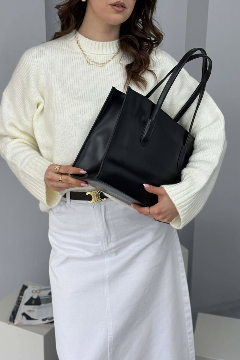 ONE COLOR SIMPLE LEATHER WOMAN BAG BLACK/ E ZEZE - 2