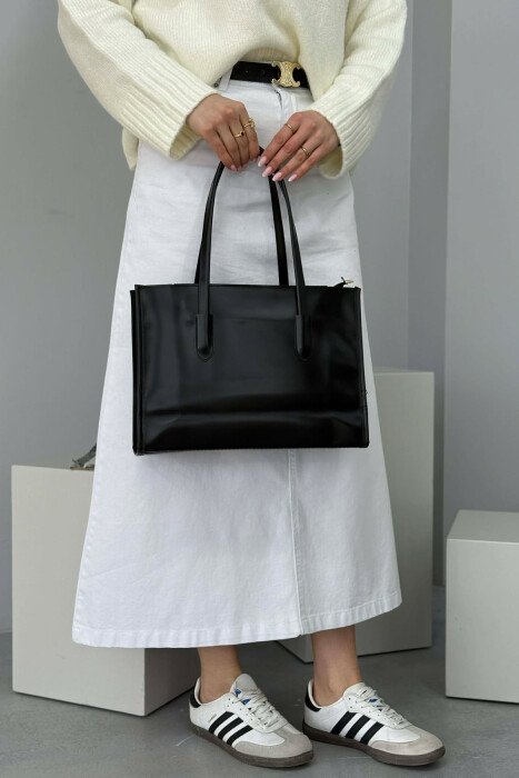 ONE COLOR SIMPLE LEATHER WOMAN BAG BLACK/ E ZEZE - 3
