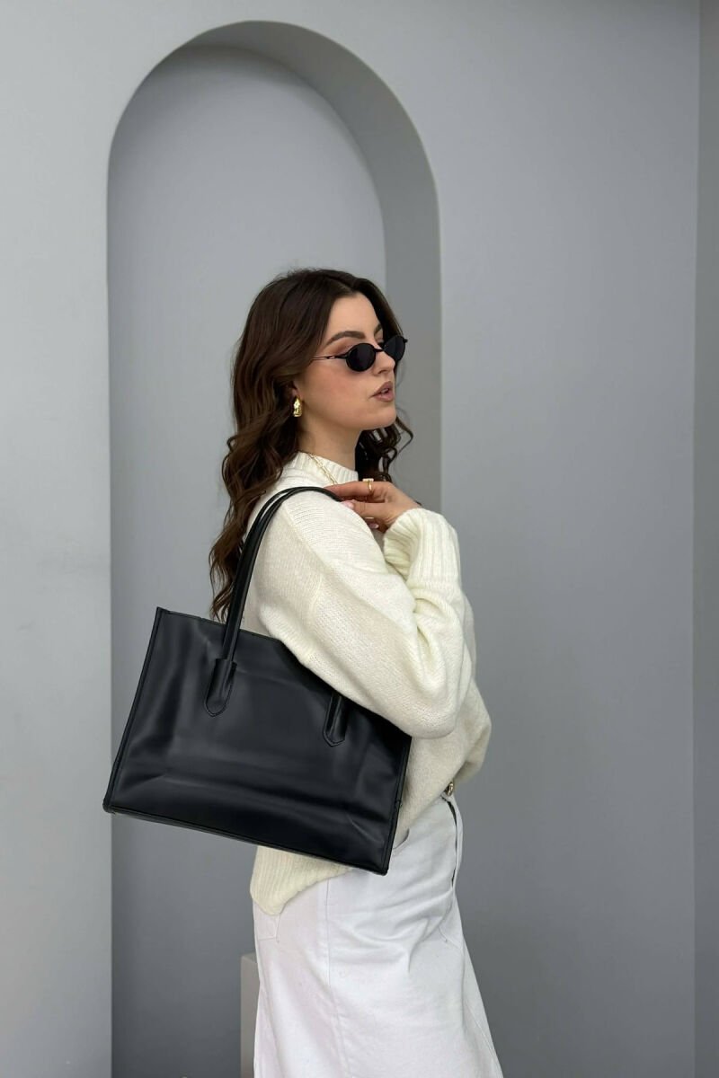 ONE COLOR SIMPLE LEATHER WOMAN BAG BLACK/ E ZEZE - 6