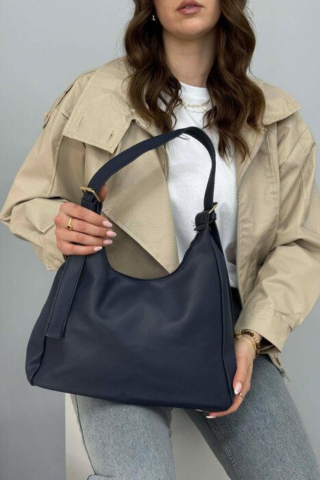 ONE COLOR SIMPLE LEATHER WOMAN BAG BLUE/BLU - 1