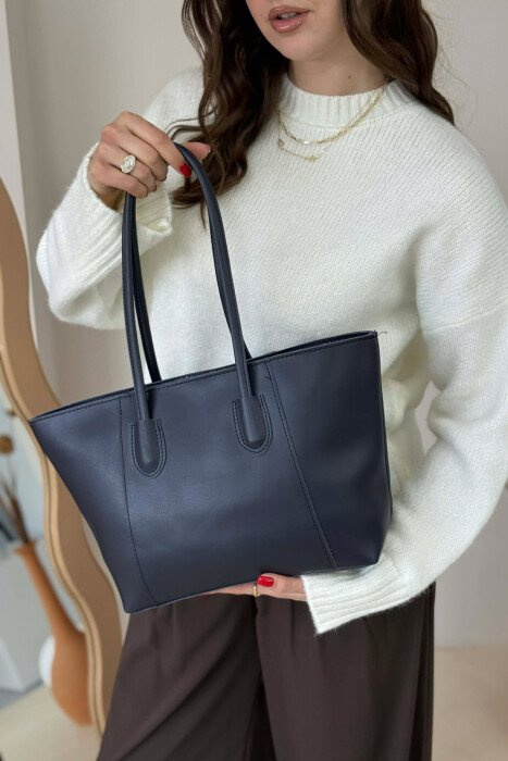 ONE COLOR SIMPLE LEATHER WOMAN BAG BLUE/BLU - 1