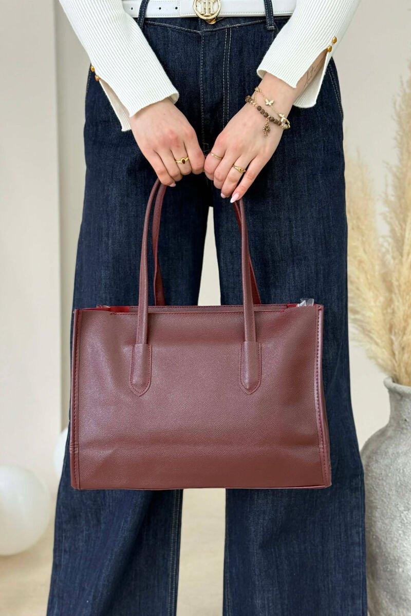 ONE COLOR SIMPLE LEATHER WOMAN BAG BURGUNDY/VISHNJE - 4
