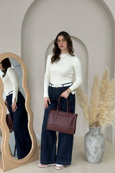 ONE COLOR SIMPLE LEATHER WOMAN BAG BURGUNDY/VISHNJE - 6