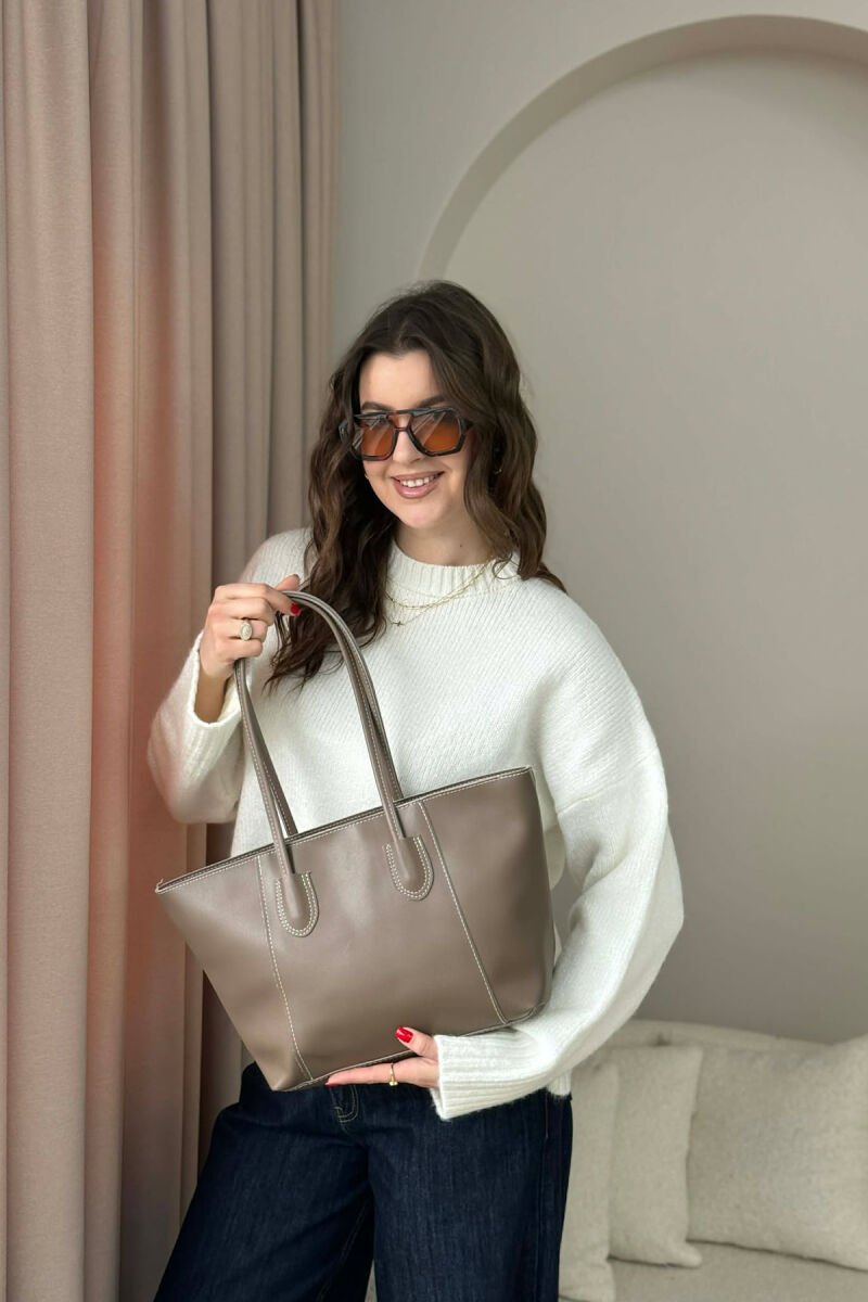 ONE COLOR SIMPLE LEATHER WOMAN BAG LIGHT BROWN/KAZB - 1