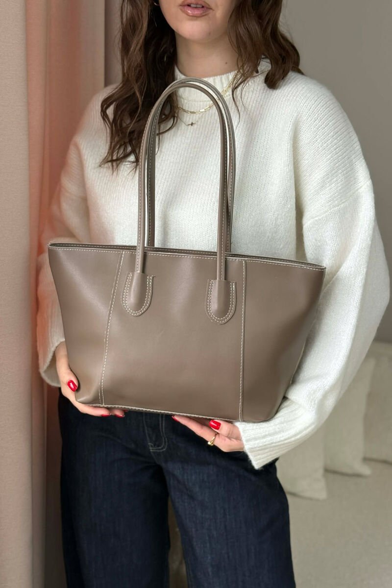 ONE COLOR SIMPLE LEATHER WOMAN BAG LIGHT BROWN/KAZB - 4
