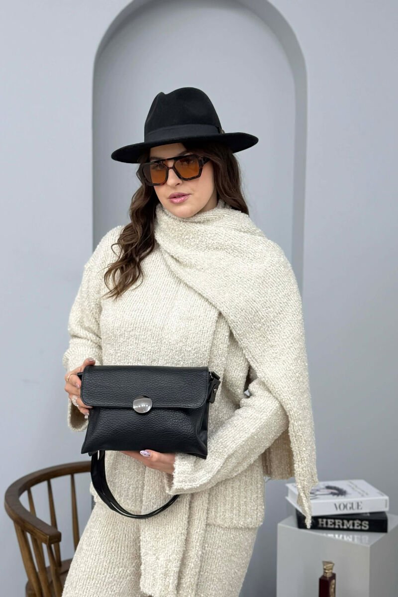 ONE COLOR SIMPLE LEATHER WOMEN BAG BLACK/ E ZEZE - 3