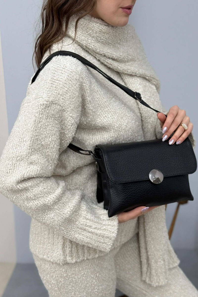 ONE COLOR SIMPLE LEATHER WOMEN BAG BLACK/ E ZEZE - 4