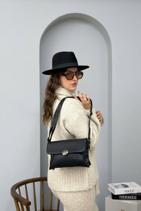 ONE COLOR SIMPLE LEATHER WOMEN BAG BLACK/ E ZEZE - 5