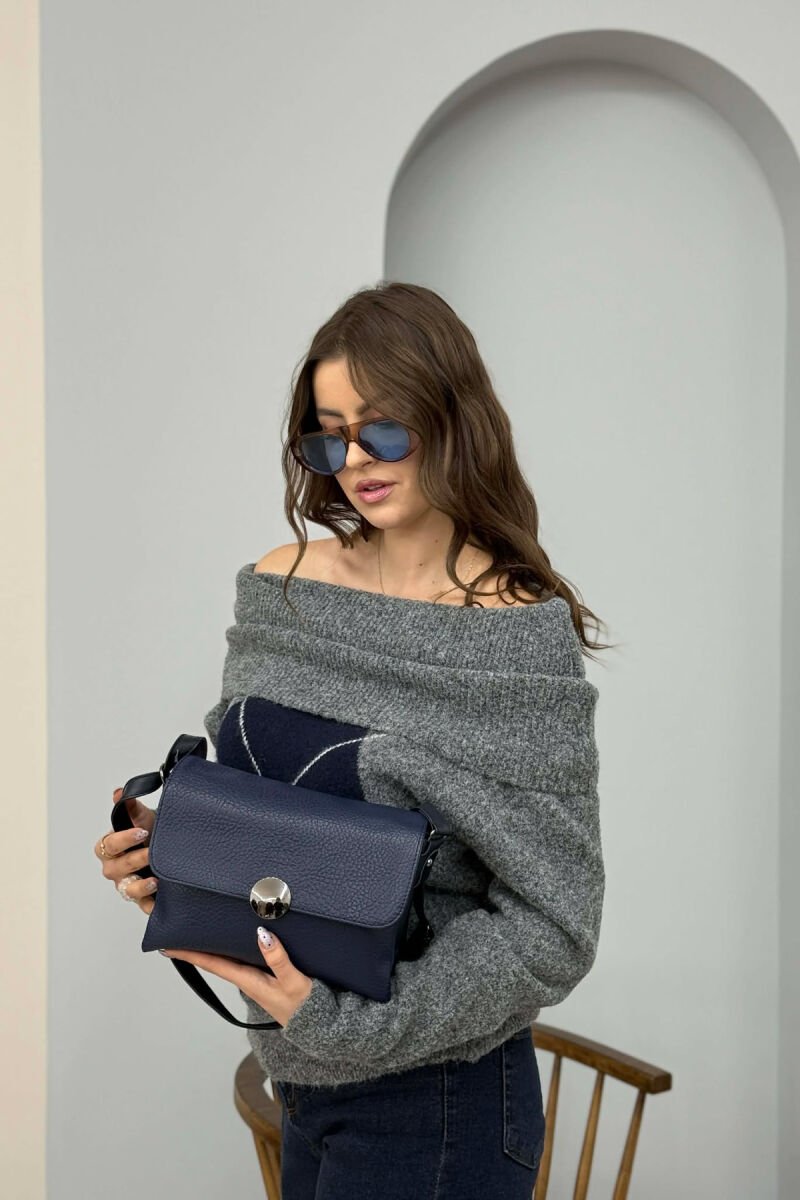 ONE COLOR SIMPLE LEATHER WOMEN BAG BLUE/BLU - 2