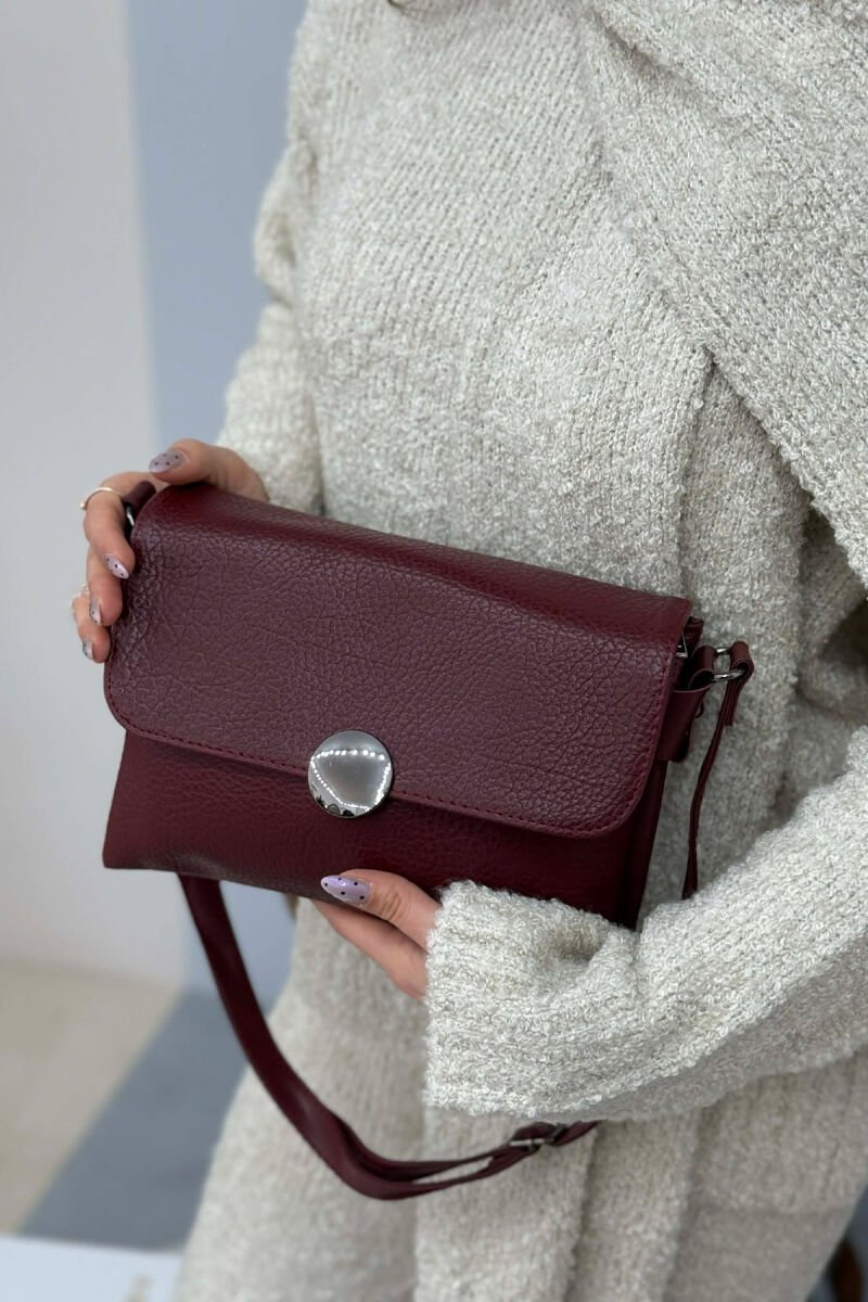ONE COLOR SIMPLE LEATHER WOMEN BAG BURGUNDY/VISHNJE - 1