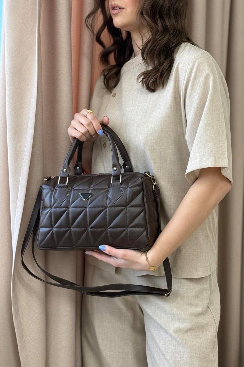 ONE COLOR SIMPLE LEATHER WOMEN BAG DARK BROWN/KAE - 2