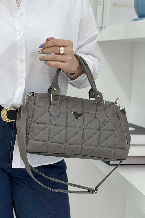 ONE COLOR SIMPLE LEATHER WOMEN BAG GREY/GRI 
