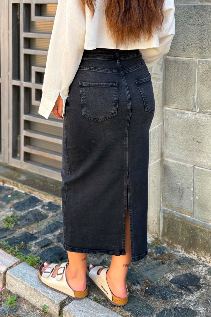 ONE COLOR SIMPLE LONG WOMAN SKIRT DARK GREY/GEE - 4