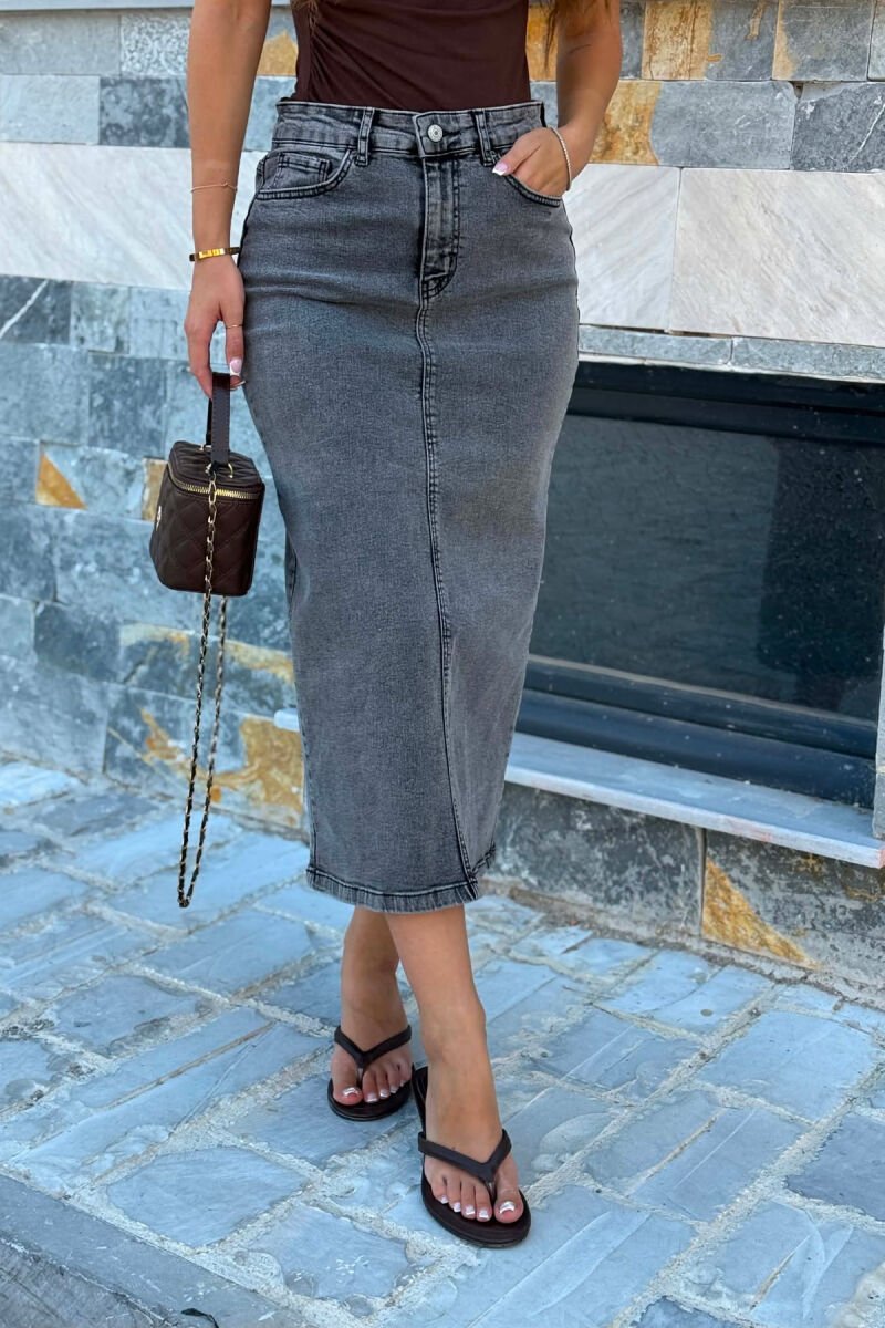ONE COLOR SIMPLE LONG WOMAN SKIRT GREY/GRI - 3