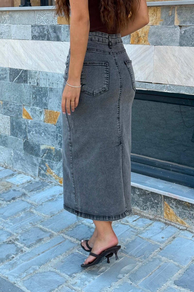 ONE COLOR SIMPLE LONG WOMAN SKIRT GREY/GRI - 5
