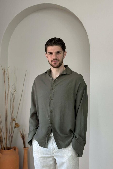 ONE COLOR SIMPLE MAN SHIRT GREEN/JESHILE - KLAUDIO FASHION
