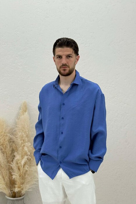 ONE COLOR SIMPLE MAN SHIRT LIGHTBLUE/BZ - KLAUDIO FASHION
