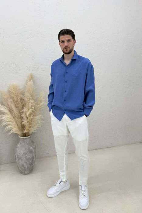 ONE COLOR SIMPLE MAN SHIRT LIGHTBLUE/BZ - 3